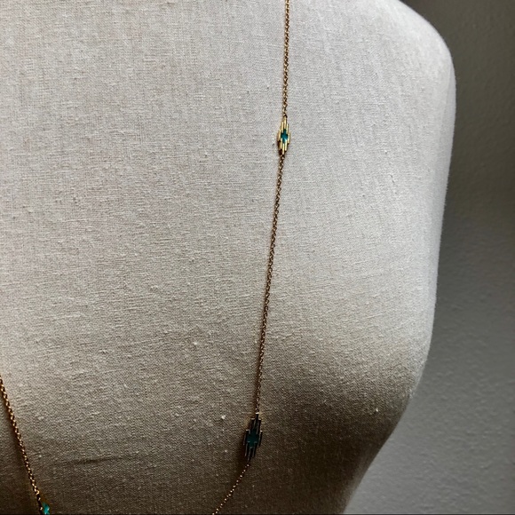 Brand New Long Teal and Gold Necklace - Picture 3 of 3